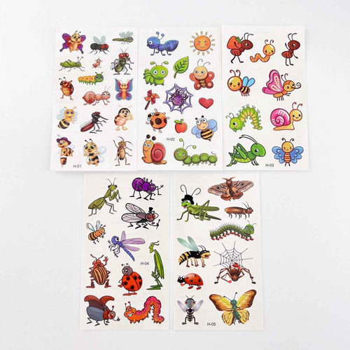 10 Sheets Insect Temporary Tattoos – Kids Birthday Party Favors