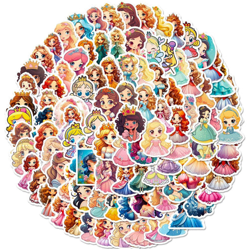 100pcs Princess Stickers – 4 Sheets Waterproof Vinyl for Kids